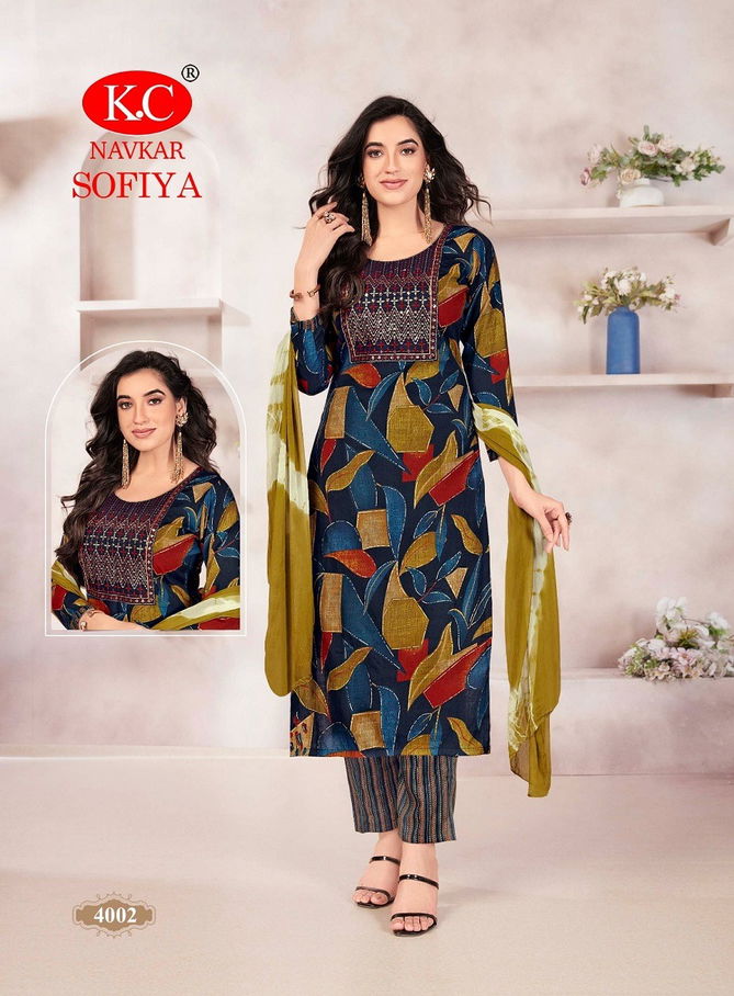 Sofiya Vol 4 By Navkar Rayon Embroidery Kurti With Bottom Dupatta Wholesale Price In Surat